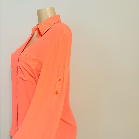 Women's Coral Button-Up Blouse - Picture 6 of 10